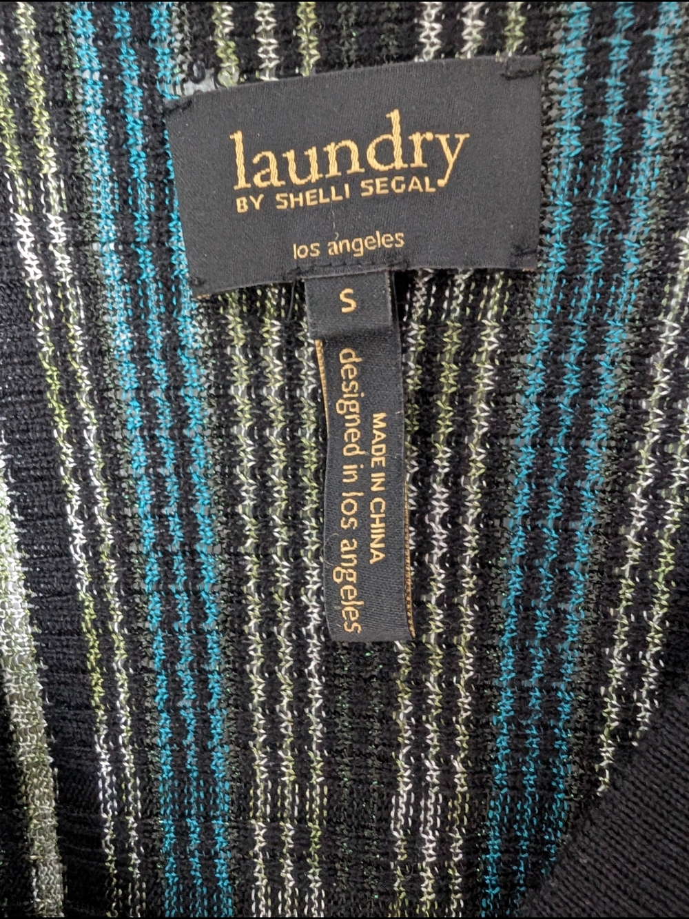 VTG Laundry By Shelli Segal - Y2K Wool Blend Metallic Chevron Knit Dress - Sz S - Picture 3 of 5